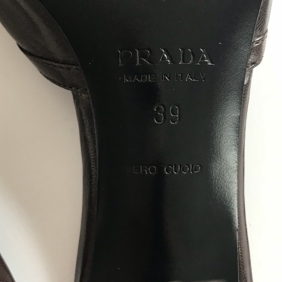 Prada Brown Strappy Studded Low Heel Sandals - Picture 6 of 6